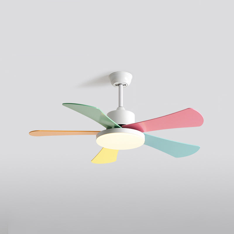 Contemporary Ceiling Fan Light Fixture Colorful LED Ceiling Flush Mount for Bedroom