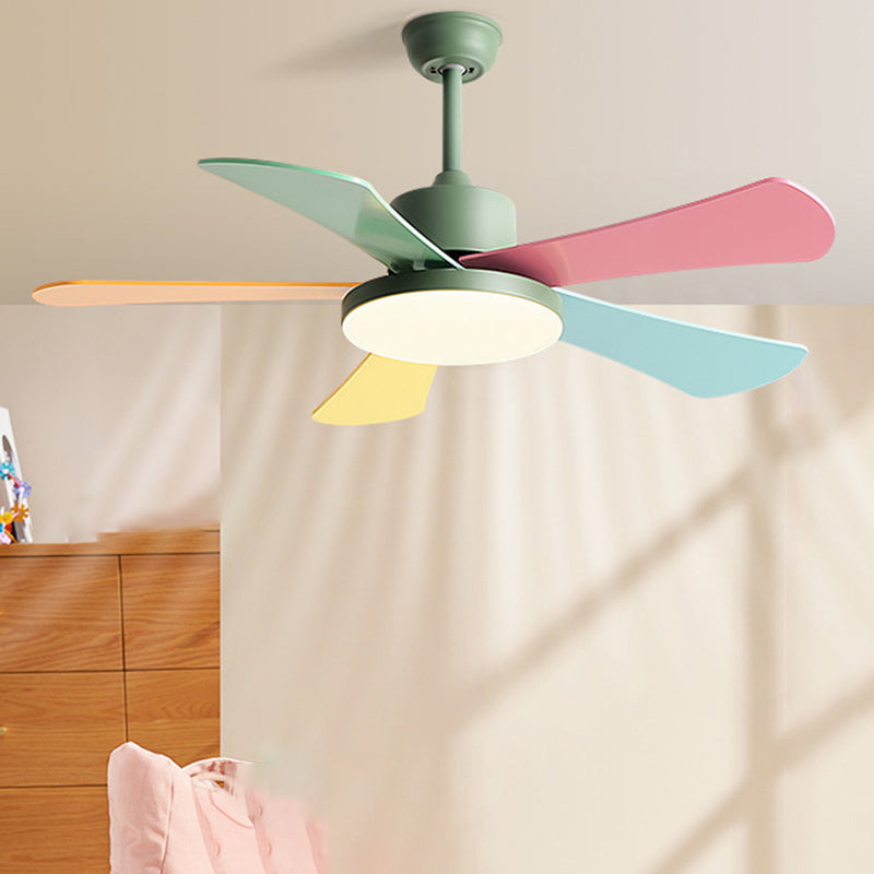 Contemporary Ceiling Fan Light Fixture Colorful LED Ceiling Flush Mount for Bedroom