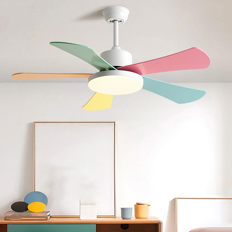 Contemporary Ceiling Fan Light Fixture Colorful LED Ceiling Flush Mount for Bedroom