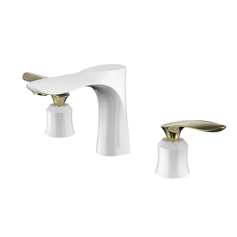 5.1" H Brass Basin Lavatory Faucet Double Handles Bathroom Faucet