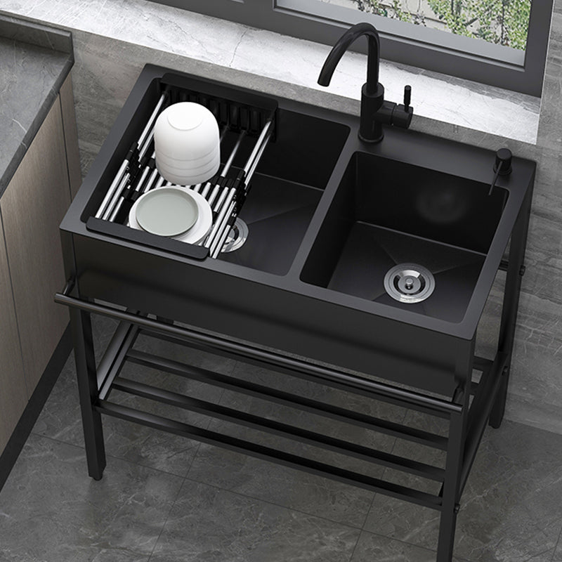 Contemporary Style Kitchen Sink Drop-In Noise-cancelling Design Kitchen Sink with Frame