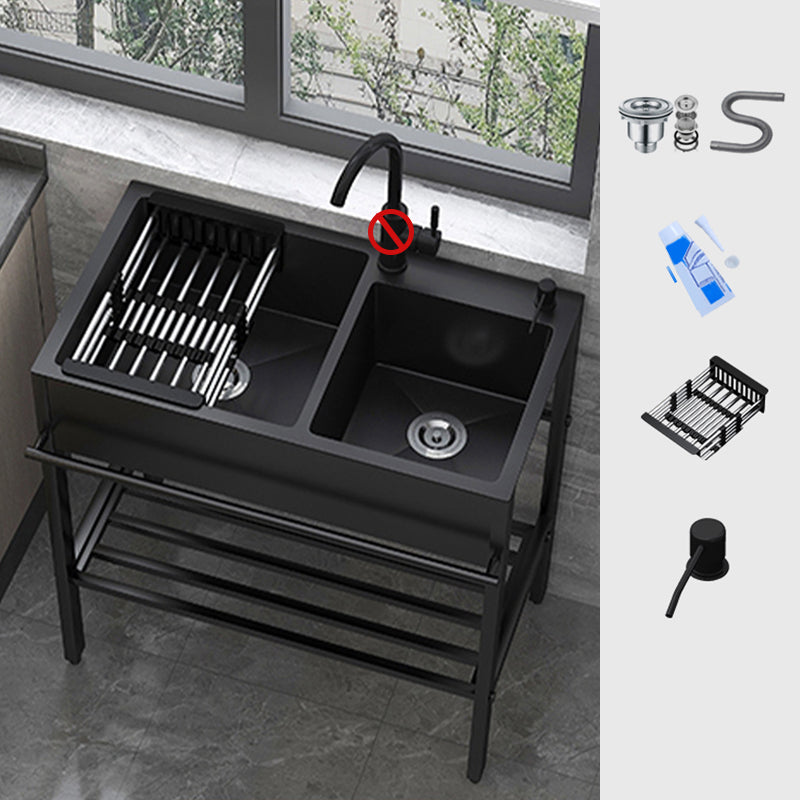 Contemporary Style Kitchen Sink Drop-In Noise-cancelling Design Kitchen Sink with Frame