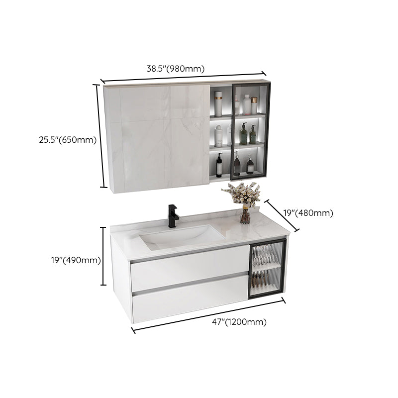 Contemporary White Sink Cabinet Bathroom Vanity Cabinet with Mirror Cabinet