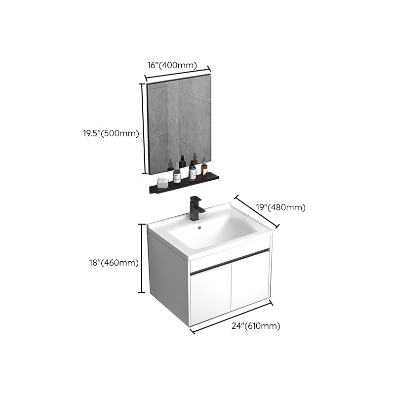 Modern Bathroom Vanity Set Wood Standalone Cabinet and Mirror Space Saver Vanity