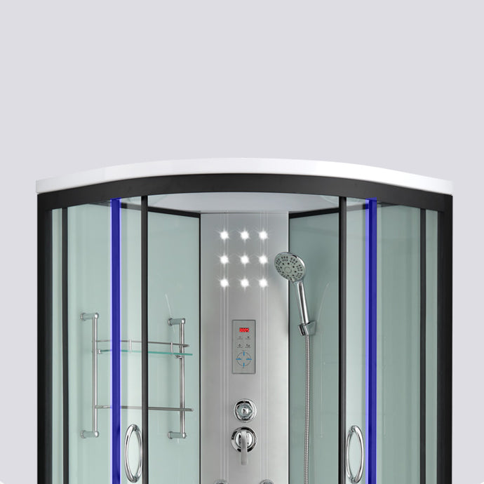 Framed Rounded Shower Stall with Shower Base Tempered Glass Shower Stall