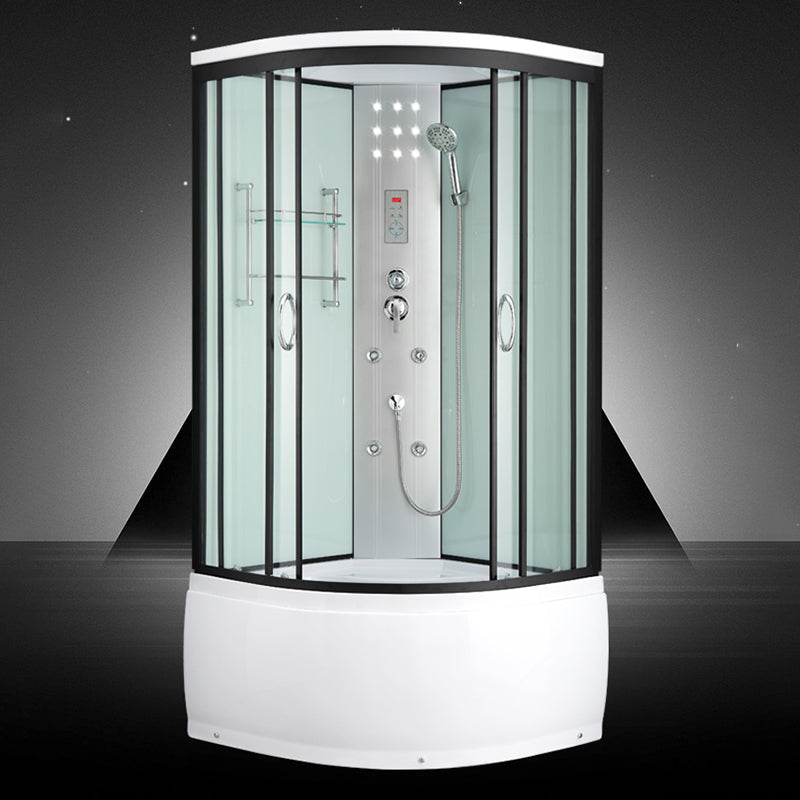 Framed Rounded Shower Stall with Shower Base Tempered Glass Shower Stall