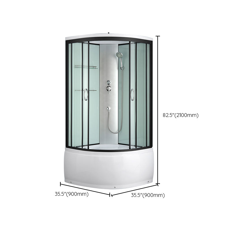 Framed Rounded Shower Stall with Shower Base Tempered Glass Shower Stall