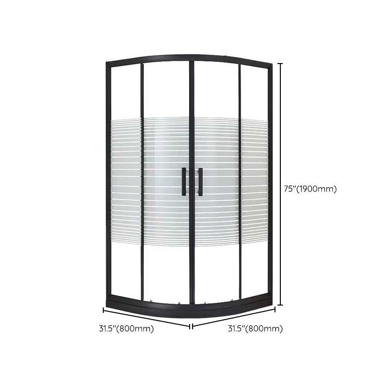 Tempered Glass Shower Stall with Fixed Panel Rounded Shower Stall