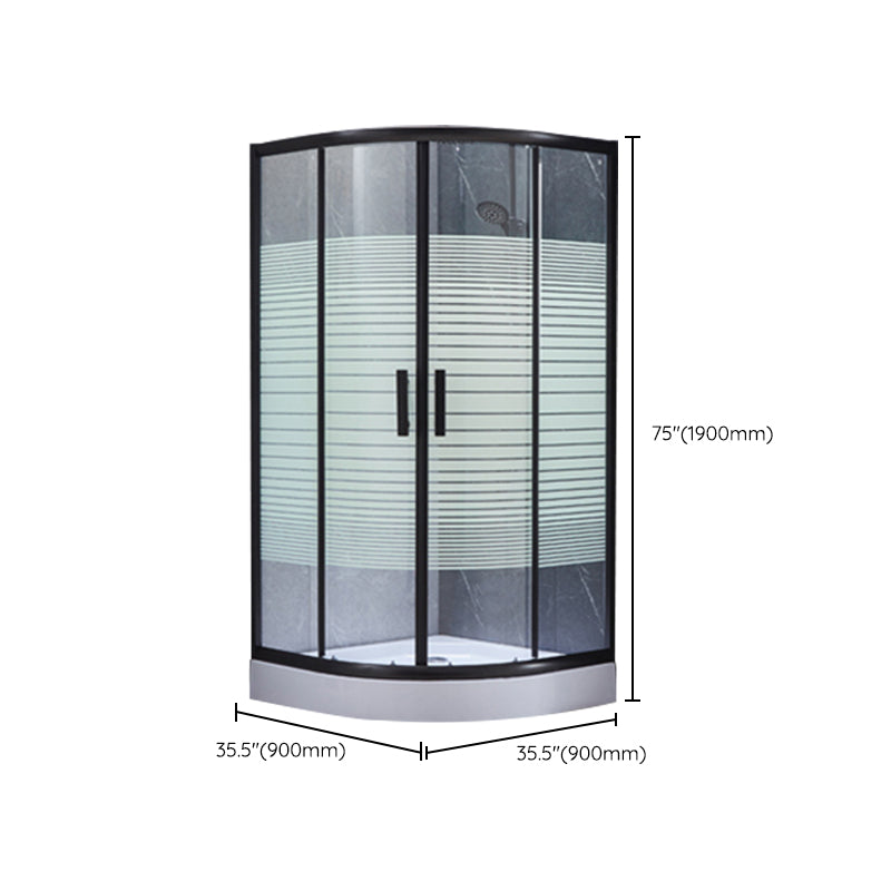 Tempered Glass Shower Stall with Fixed Panel Rounded Shower Stall