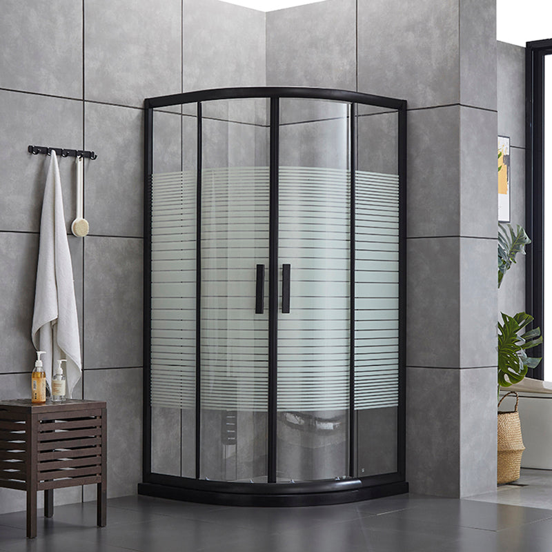 Rounded Matt Black Shower Enclosure Tempered Glass Corner Shower Enclosure