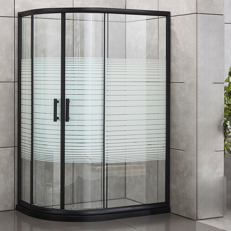 Rounded Matt Black Shower Enclosure Tempered Glass Corner Shower Enclosure