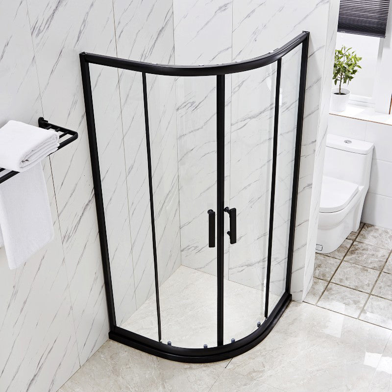 Rounded Matt Black Shower Enclosure Tempered Glass Corner Shower Enclosure