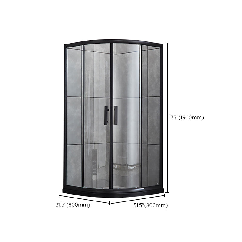 Rounded Matt Black Shower Enclosure Tempered Glass Corner Shower Enclosure