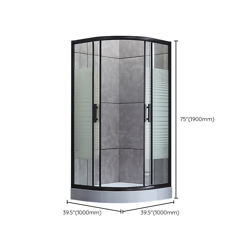 Rounded Matt Black Shower Enclosure Tempered Glass Corner Shower Enclosure