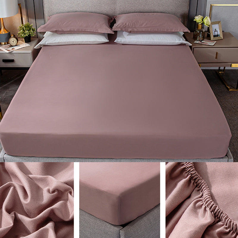Fade Resistant Bed Sheet Solid Color One Piece Breathable Fitted Sheet