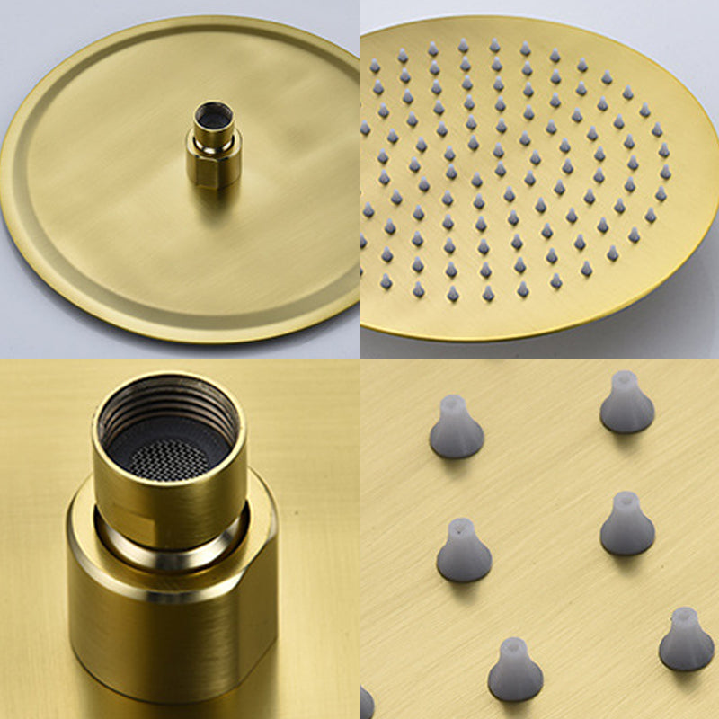 Polished Brass Round Fixed Shower Head Stainless Steel Wall-Mount Showerhead