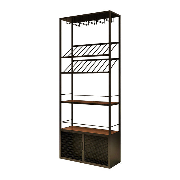 Metal Floor Bottle Wine Rack Contemporary Black Wine Holder Rack