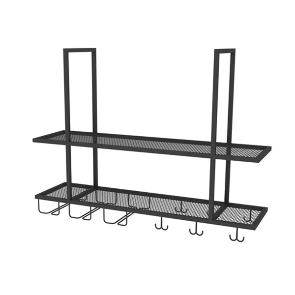 Metal Hanging Wine Glass Rack Modern Black Wine Rack Kit with Shelves