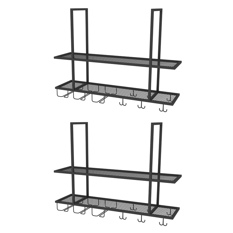 Metal Hanging Wine Glass Rack Modern Black Wine Rack Kit with Shelves