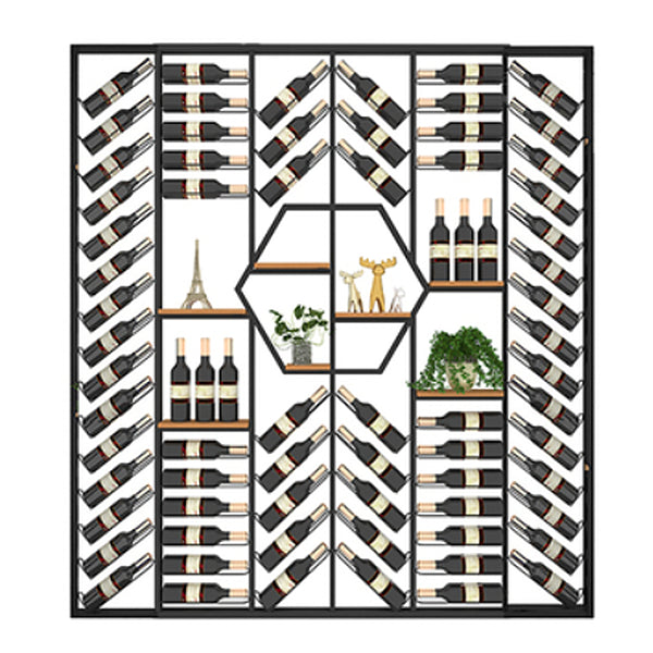 Metal Floor Bottle Wine Rack Modern Black Wine Holder with Shelf