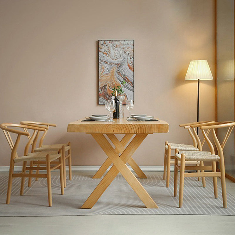 Solid Wood Dining Set 1/2/5 Pcs Rectangle Dining Table and Wishbone Chairs