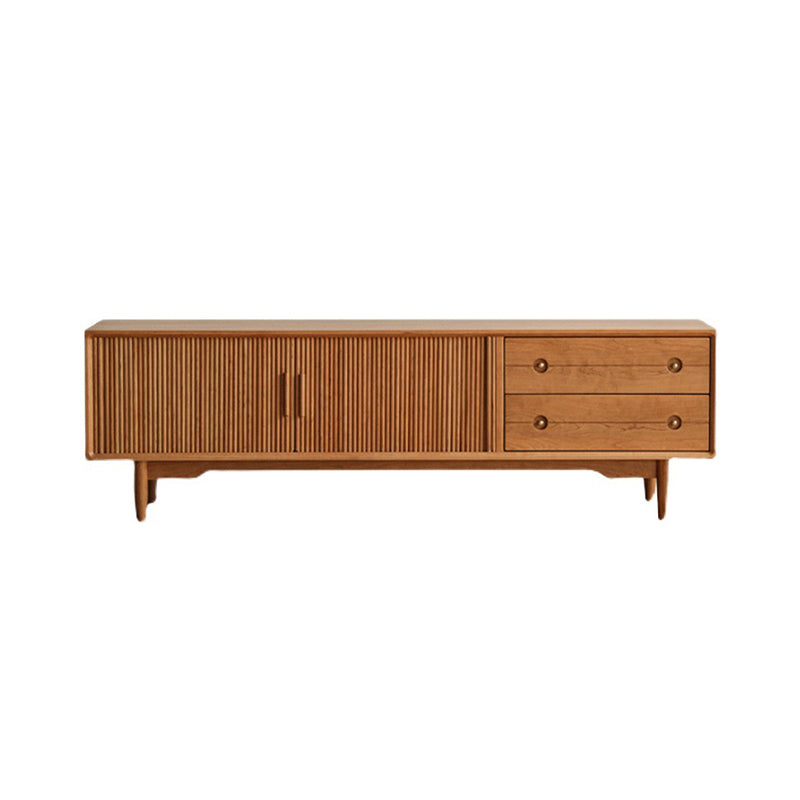 Scandinavian TV Media Stand Solid Wood TV Console with 2 Drawers