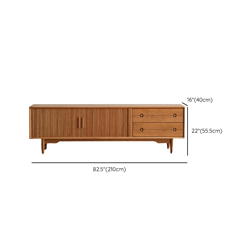 Scandinavian TV Media Stand Solid Wood TV Console with 2 Drawers