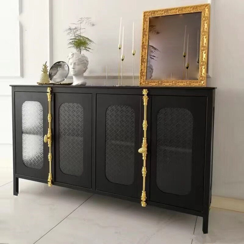 Contemporary Metal Curio Cabinet Glass Hutch Cabinet with Doors