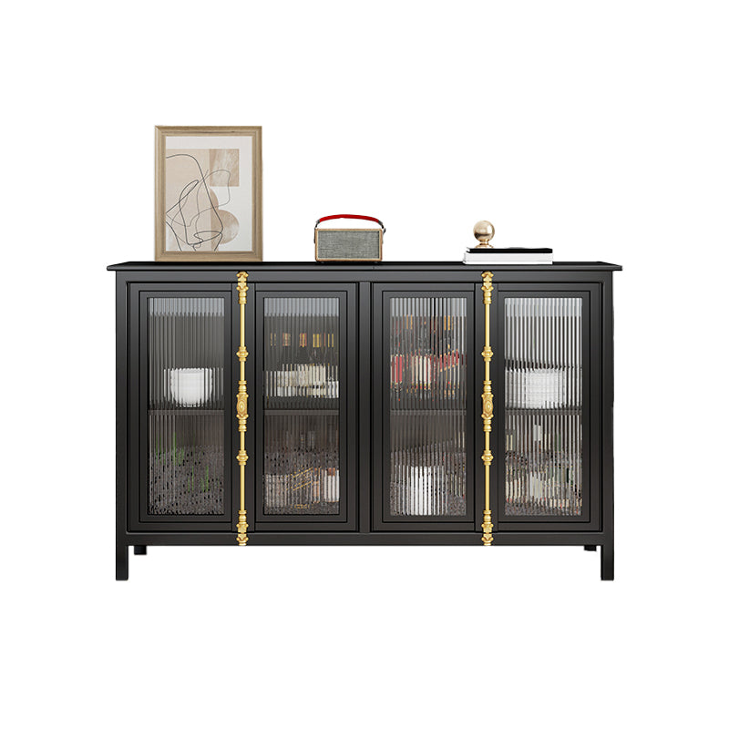 Contemporary Metal Curio Cabinet Glass Hutch Cabinet with Doors