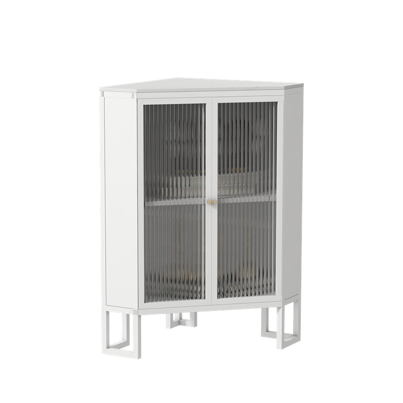 Contemporary Metal Display Stand Glass Doors Hutch Cabinet with Doors for Dining Room