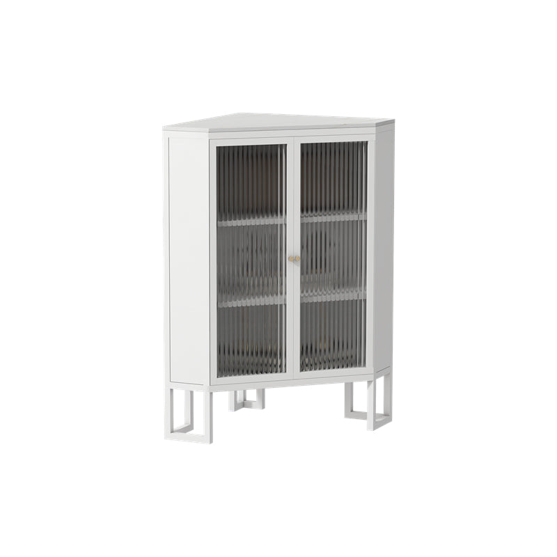 Contemporary Metal Display Stand Glass Doors Hutch Cabinet with Doors for Dining Room