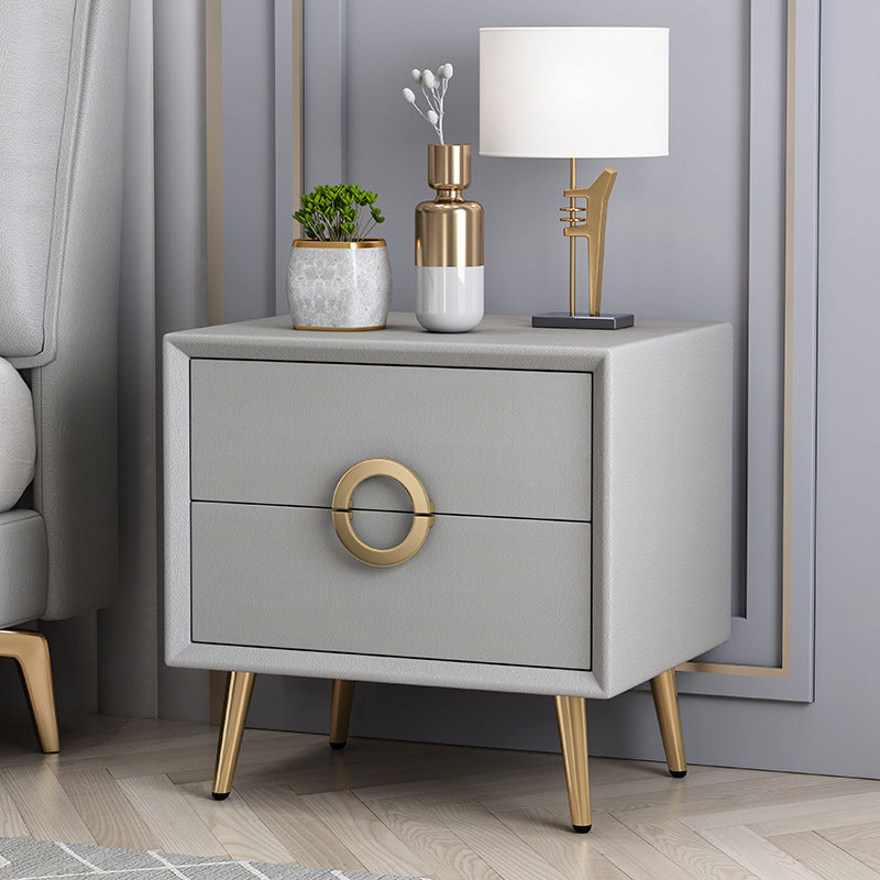 Leather Bedside Cabinet Contemporary Night Table with Drawers