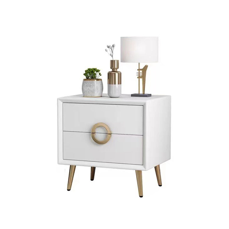 Leather Bedside Cabinet Contemporary Night Table with Drawers