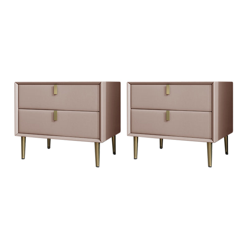 Contemporary Accent Table Nightstand Leather Nightstand with Drawers