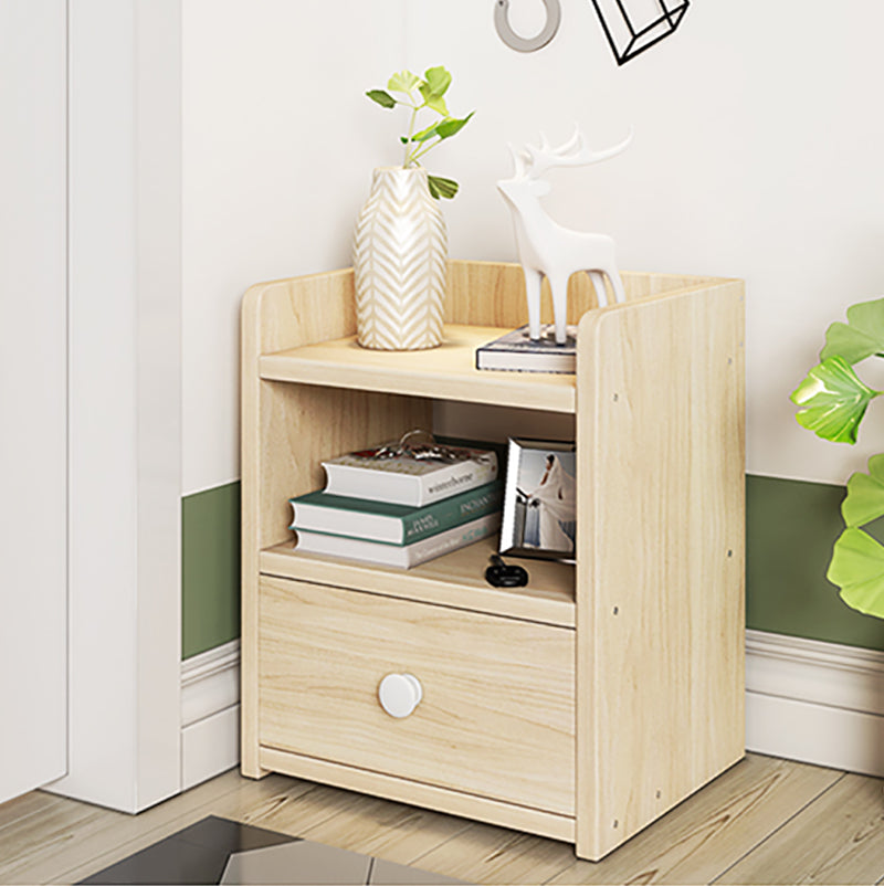 Faux Wood Bedside Cabinet Contemporary Night Table for Bedroom