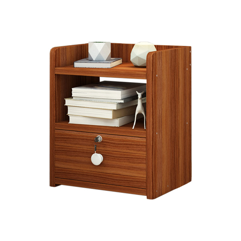 Faux Wood Bedside Cabinet Contemporary Night Table for Bedroom