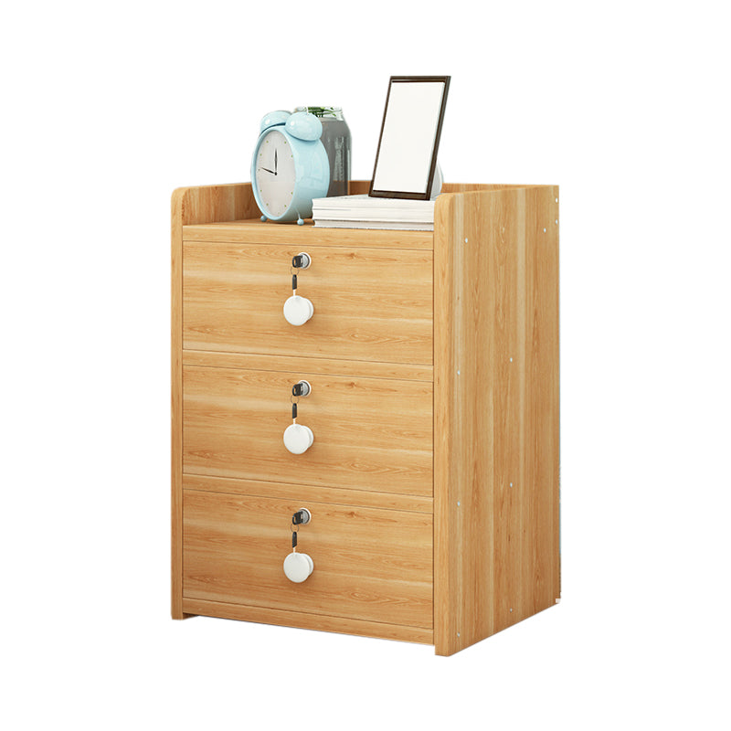 Faux Wood Bedside Cabinet Contemporary Night Table for Bedroom