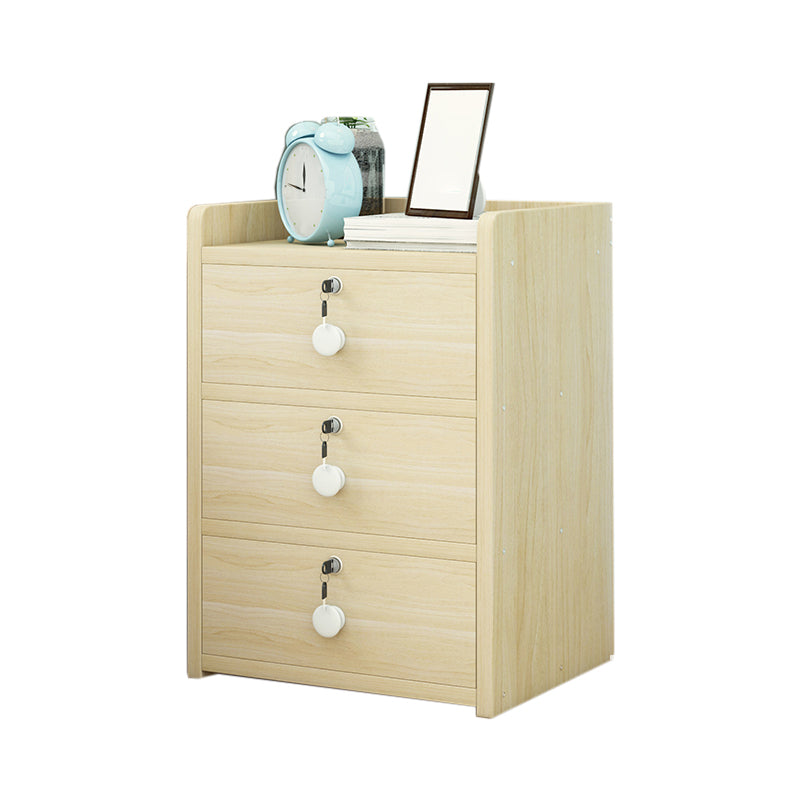 Faux Wood Bedside Cabinet Contemporary Night Table for Bedroom