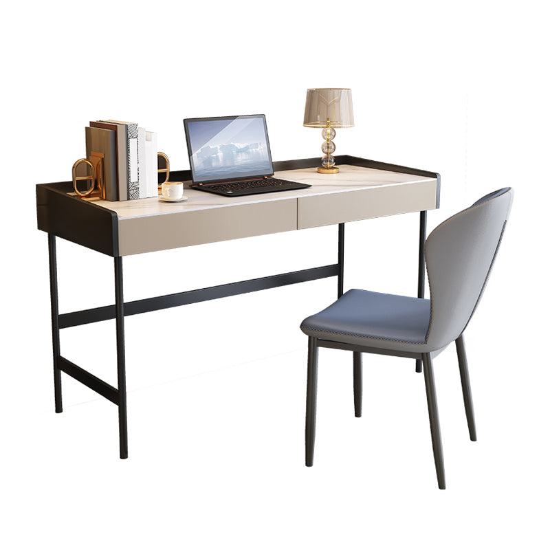 Rectangular Contemporary Writing Desk Stone Office Desk with Legs