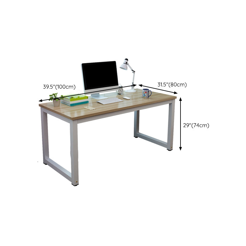 Industrial Wooden Office Desk Sled Base 29.13" Tall Writing Desk