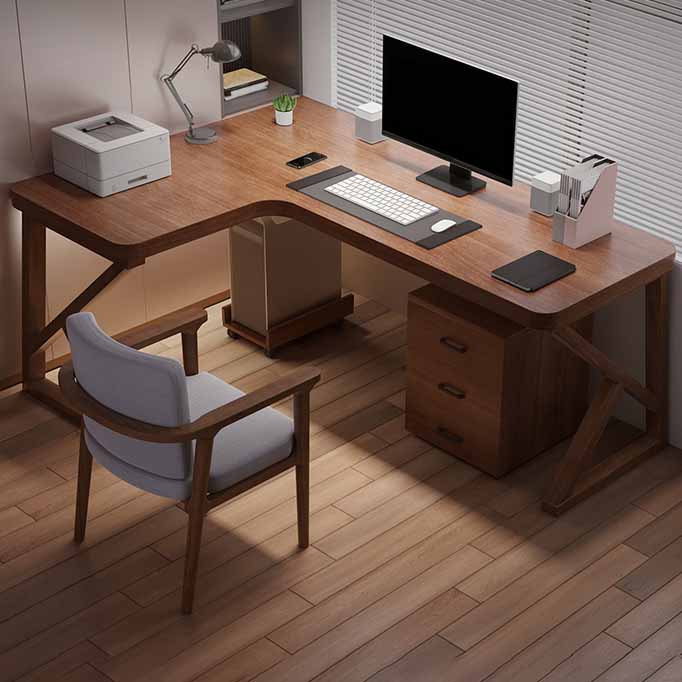 29.25-inch H Modern Writing Desk L-Shape Solid Wood Office Desk