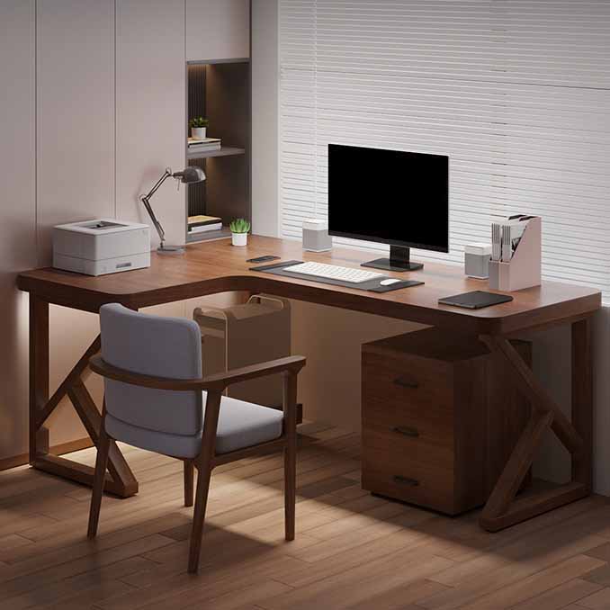 29.25-inch H Modern Writing Desk L-Shape Solid Wood Office Desk