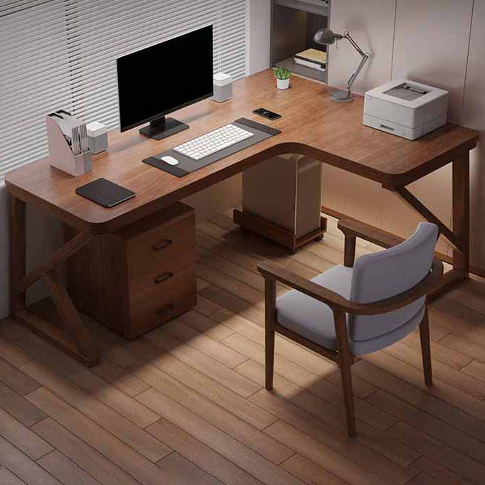 29.25-inch H Modern Writing Desk L-Shape Solid Wood Office Desk