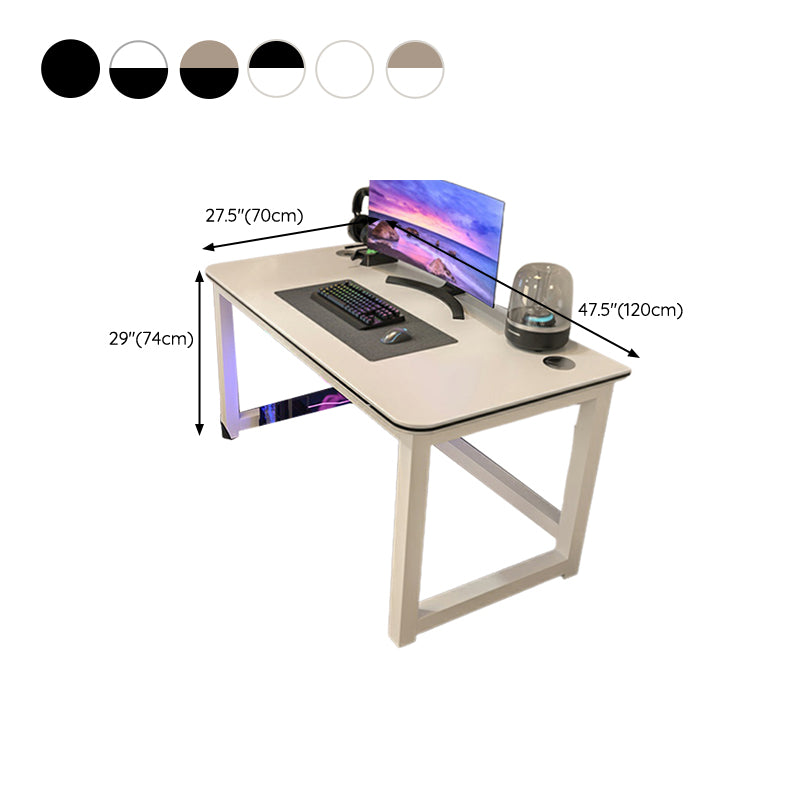 29.13" H Contemporary Gaming Desk Antique Finish Computer Desk with Metal Legs