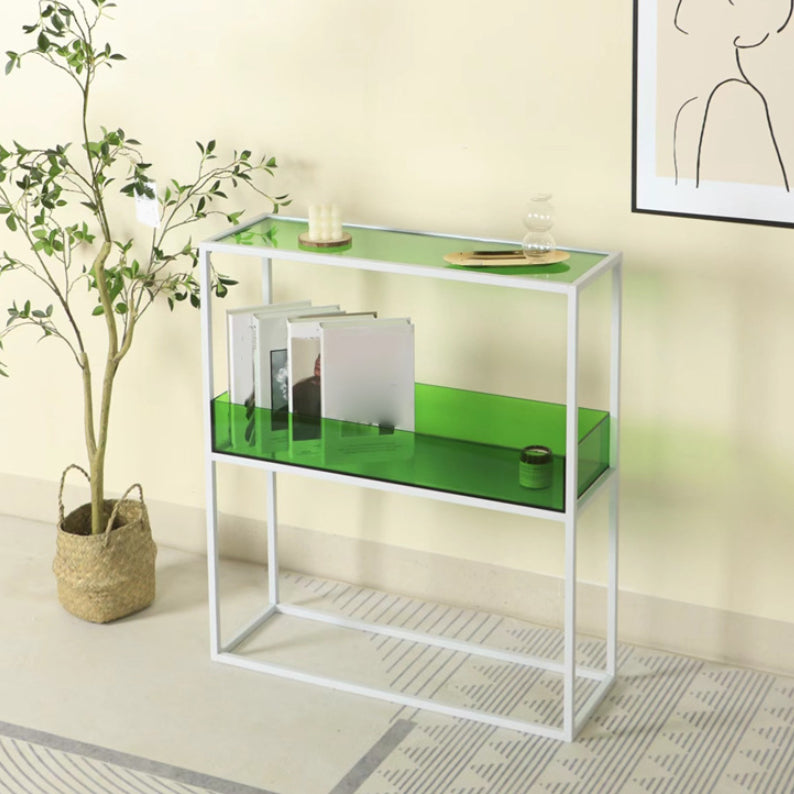 Contemporary Acrylic Bookcase Etagere Open Back Bookshelf with Shelves