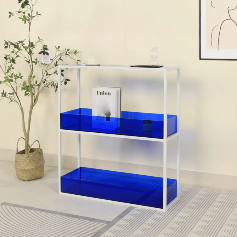 Contemporary Acrylic Bookcase Etagere Open Back Bookshelf with Shelves