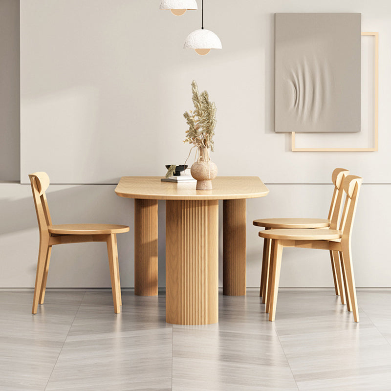 Pine Solid Wood Dining Table Modern Free Form Dining Table with Natural Finish Legs