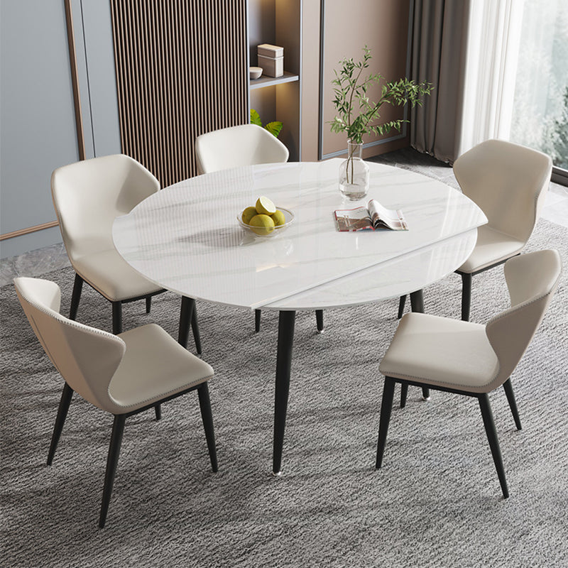 Modern Stone Dining Table with 4 Black Legs Table for Dining Room