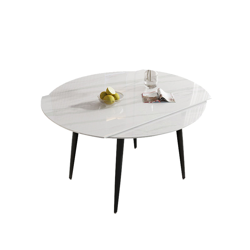 Modern Stone Dining Table with 4 Black Legs Table for Dining Room