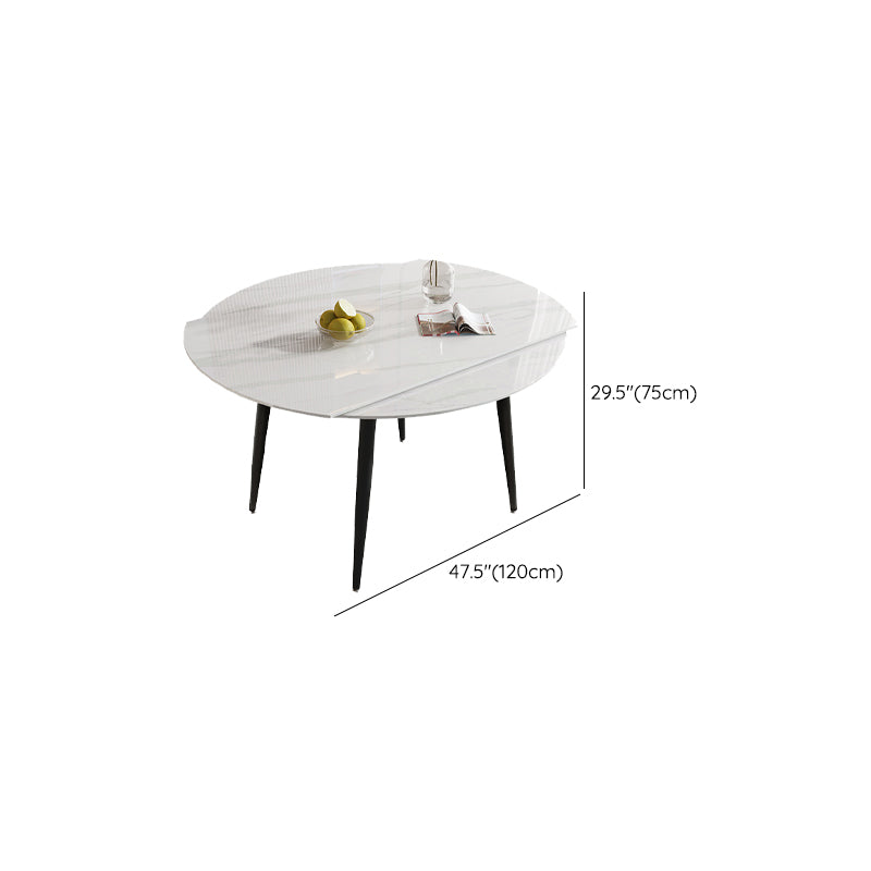 Modern Stone Dining Table with 4 Black Legs Table for Dining Room